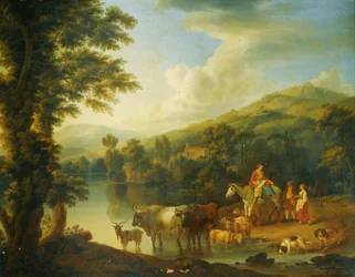 Paesaggio fluviale con cavallerizza